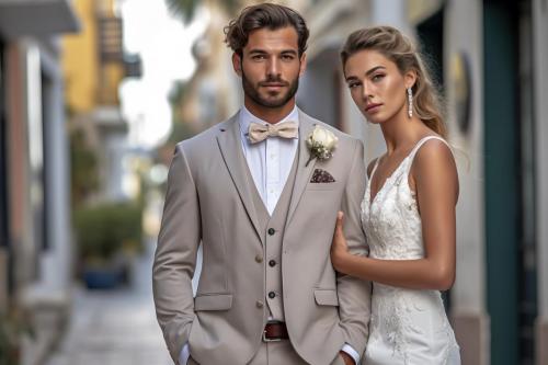 Portrait romantic wedding couple AI Generative